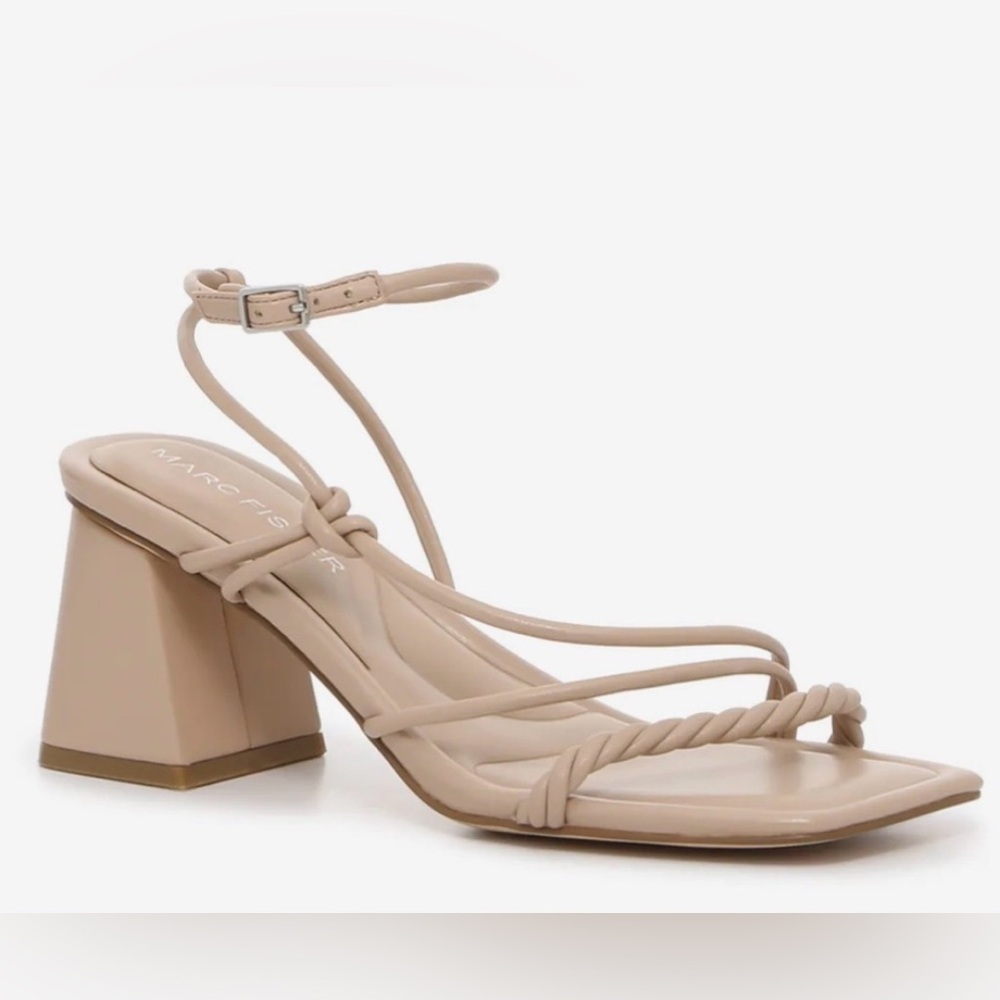Marc Fisher Nude Strappy Block Heels